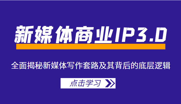 新媒体商业IP3.0，全面揭秘新媒体写作套路及其背后的底层逻辑（价值1299元）-最全资源库