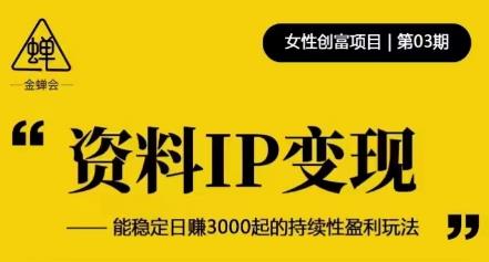 资料IP变现，能稳定日赚3000起的持续性盈利玩法-最全资源库