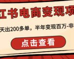 顽石·小红书电商变现项目,实测当天出200多单,半年变现百万,非常稳定-最全资源库