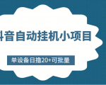 抖音自动挂机小项目,单设备日撸20+,可批量,号越多收益越大-最全资源库