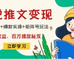 小说推文训练营:引流技巧+爆款实操+矩阵号玩法,百倍效益、百万播放秘笈-最全资源库