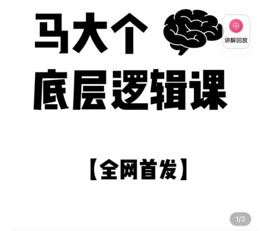 马大个·底层逻辑课，51节底层逻辑智慧课-价值1980元-最全资源库