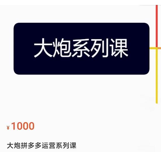 大炮拼多多运营系列课,各类玩法合集,拼多多运营玩法实操-最全资源库