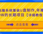 电脑系统重装U盘制作，年赚30W的长期项目【详细教程】-最全资源库