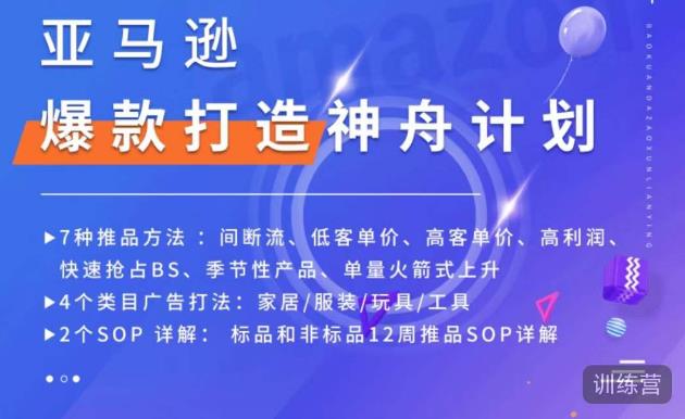 亚马逊爆款打造神舟计划,7种推品方法,4个类目广告打法,2个SOP详解-最全资源库