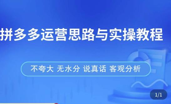 拼多多店铺运营思路与实操教程,快速学会拼多多开店和运营,少踩坑,多盈利-最全资源库