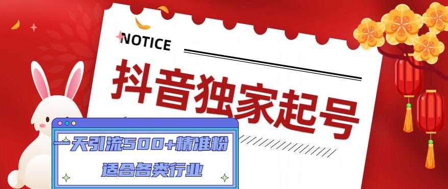 抖音独家起号,一天引流500+精准粉,适合各类行业(9节视频课)-最全资源库