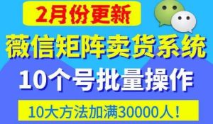 微信矩阵卖货系统,多线程批量养10个微信号,10种加粉落地方法,快速加满3W人卖货!-最全资源库