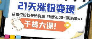 21天精准涨粉变现干货大课：从10位粉丝开始变现月增5000+变现20w+-最全资源库