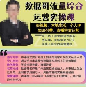数据哥流量综合运营实操课：短视频、本地生活、个人IP知识付费、直播带货运营-最全资源库