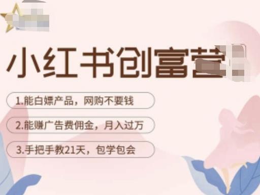 小红书创富营-教小红书带货,陪跑21天,教你赚广告费佣金,月入过万-最全资源库