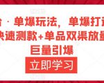 万相台·单爆玩法,单爆打造流程+单品快速测款+单品双渠放量+単品巨量引爆-最全资源库