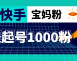抖音快手三天起号涨粉1000宝妈粉丝的核心方法【详细玩法教程】-最全资源库