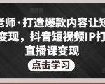 不韦老师·打造爆款内容让短视频快速变现,抖音短视频IP打造及直播课变现-最全资源库