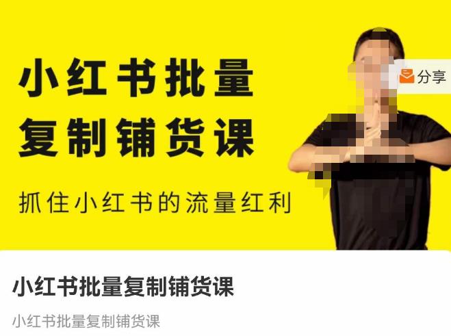 张宾·小红书批量复制铺货课，抓住小红书的流量红利 （更新2023年2月）-最全资源库