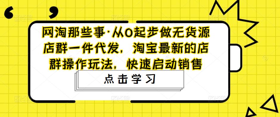 网淘那些事·从0起步做无货源店群一件代发,淘宝最新的店群操作玩法,快速启动销售-最全资源库