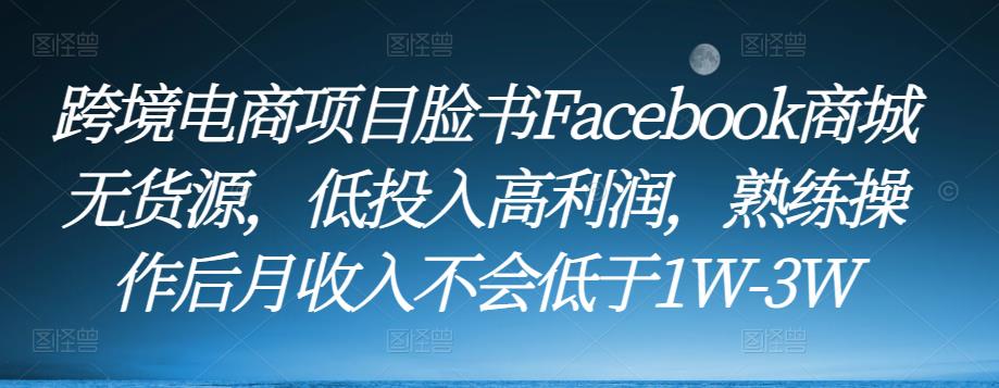 跨境电商项目脸书Facebook商城无货源,低投入高利润,熟练操作后月收入不会低于1W-3W-最全资源库