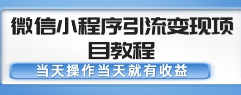 微信小程序引流变现项目教程,当天操作当天就有收益,变现不再是难事-最全资源库