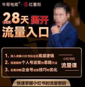 牛哥电商红薯邦28天撕开小红书流量入口,小红书运营系列课,快速掌握小红书的流量密码-最全资源库