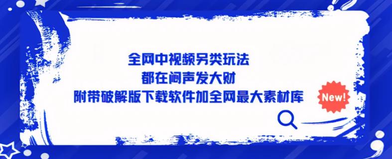 全网中视频另类玩法,都在闷声发大财,附带破解版下载软件加全网最大素材库-最全资源库