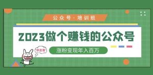 2023公众号培训班,2023做个赚钱的公众号,涨粉变现年入百万!-最全资源库