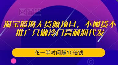 淘宝蓝海无货源项目，不囤货不推广只做冷门高利润代发，花一半时间赚10倍钱-最全资源库