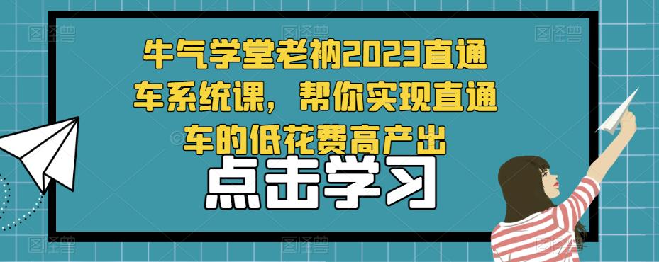 牛气学堂老衲2023直通车系统课，帮你实现直通车的低花费高产出-最全资源库