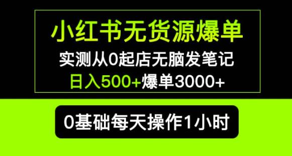 小红书无货源爆单实测从0起店无脑发笔记爆单3000+长期项目可多店-最全资源库