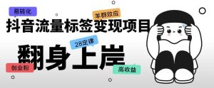 抖音流量标签变现项目，抖音创业粉轻松转化，单价高收益简单-最全资源库