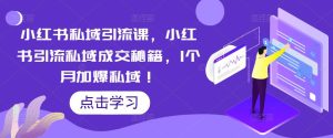 小红书私域引流课，小红书引流私域成交秘籍，1个月加爆私域！-最全资源库
