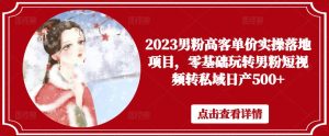 2023男粉高客单价实操落地项目，零基础玩转男粉短视频转私域日产500+-最全资源库