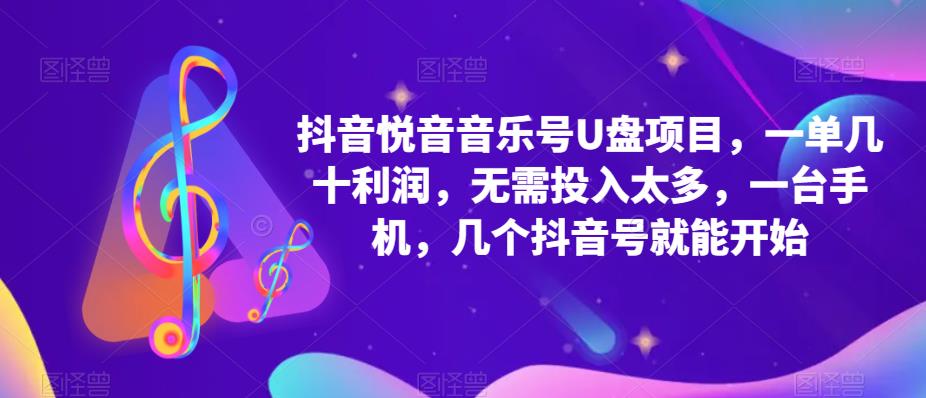 抖音音乐号U盘项目，一单几十利润，无需投入太多，一台手机，几个抖音号就能开始-最全资源库