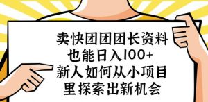 卖快团团团长资料也能日入100+新人如何从小项目里探索出新机会-最全资源库