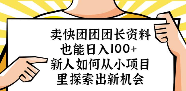 卖快团团团长资料也能日入100+新人如何从小项目里探索出新机会-最全资源库