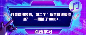 抖音蓝海项目，第二个“快手极速版拉新”，一周搞了7000+【揭秘】-最全资源库
