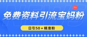 免费资料引流宝妈粉，日引50+精准粉【揭秘】-最全资源库