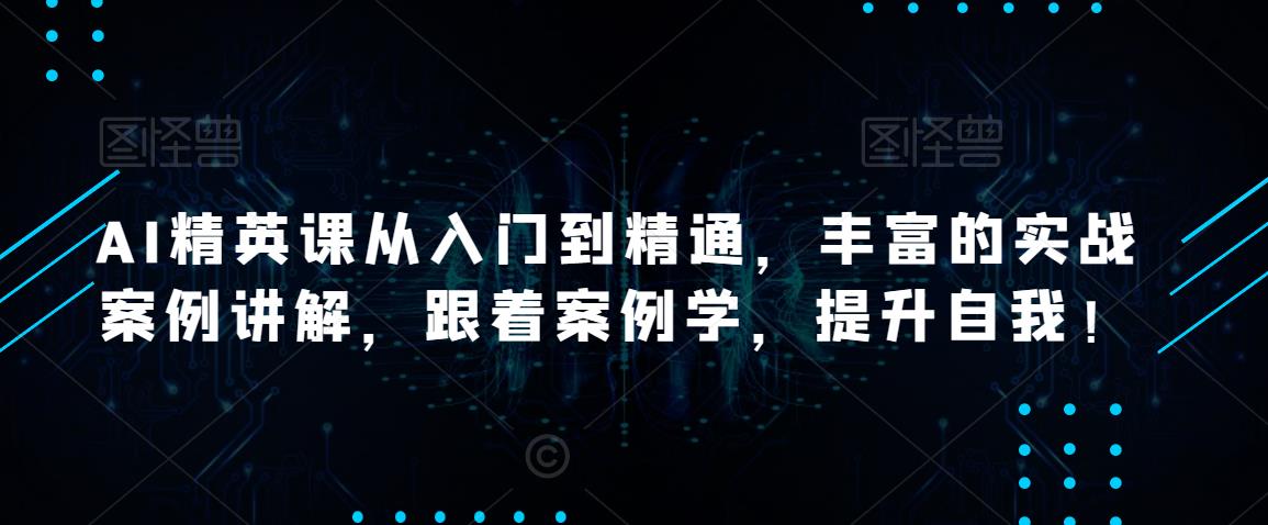 AI精英课从入门到精通，丰富的实战案例讲解，跟着案例学，提升自我！-最全资源库
