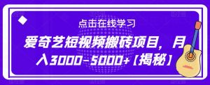 爱奇艺短视频搬砖项目，月入3000-5000+【揭秘】-最全资源库
