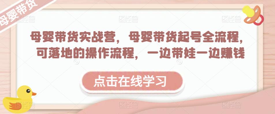 母婴带货实战营,母婴带货起号全流程,可落地的操作流程,一边带娃一边赚钱(附素材)-最全资源库
