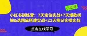 小红书训练营：7天定位实战+7天爆款拆解&选题库搭建实战+21天笔记实操实战-最全资源库