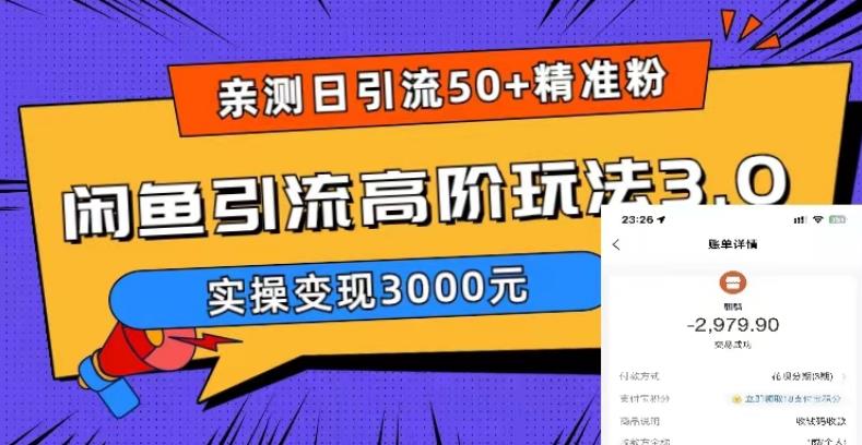 亲测日引50+精准粉，闲鱼引流高阶玩法3.0，实操变现3000元【揭秘】-最全资源库