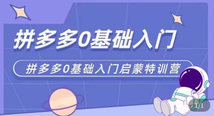 拼多多运营0-1实操特训营,拼多多0基础入门,从基础到进阶的可实操玩法-最全资源库