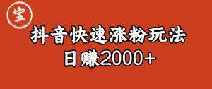 宝哥私藏·抖音快速起号涨粉玩法（4天涨粉1千）（日赚2000+）【揭秘】-最全资源库