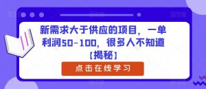 新需求大于供应的项目，一单利润50-100，很多人不知道【揭秘】-最全资源库