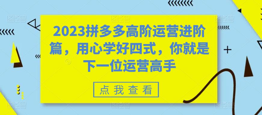 2023拼多多高阶运营进阶篇，用心学好四式，你就是下一位运营高手-最全资源库