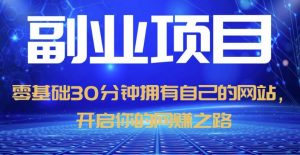 零基础30分钟拥有自己的网站，日赚1000+，开启你的网赚之路-最全资源库