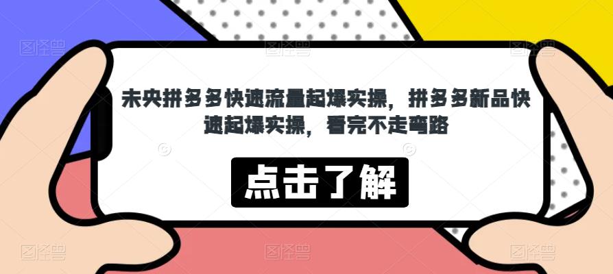 未央拼多多快速流量起爆实操，拼多多新品快速起爆实操，看完不走弯路-最全资源库