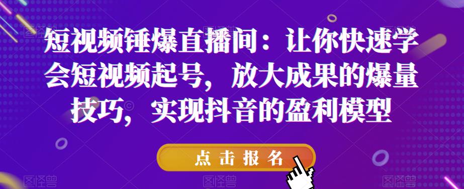短视频锤爆直播间：让你快速学会短视频起号，放大成果的爆量技巧，实现抖音的盈利模型-最全资源库
