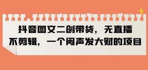 抖音图文二创带货，无直播，不剪辑，一个闷声发大财的项目【揭秘】-最全资源库