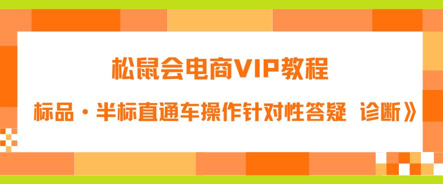 松鼠会电商VIP教程：松鼠《付费推广标品·半标直通车操作针对性答疑&诊断》-最全资源库